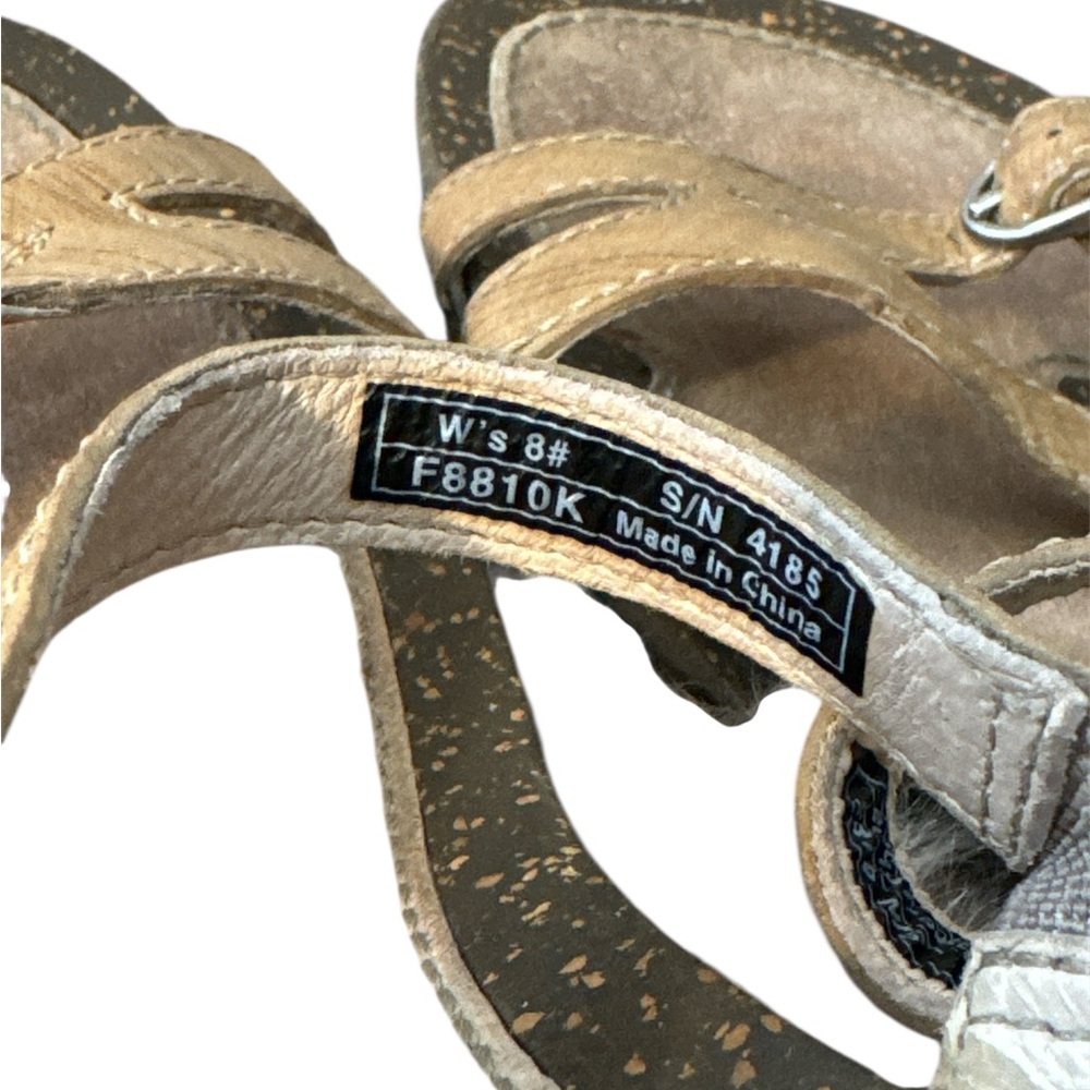 Teva Brown leather Strappy Wedge Sandals, slip on, women’s 8​ - Picture 8 of 12